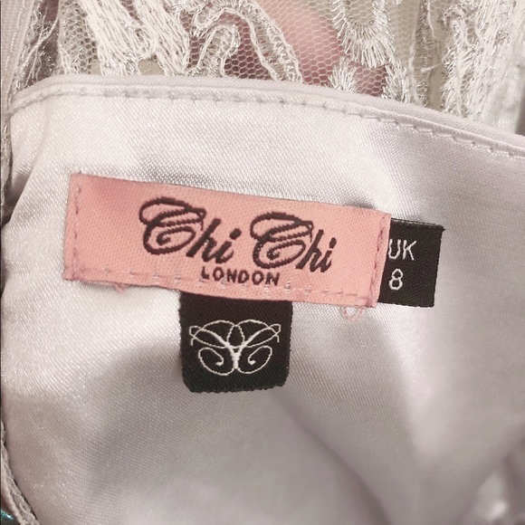 Chi Chi London Tulle Lace Prom Midi Dress - Grey - Picture 9 of 9